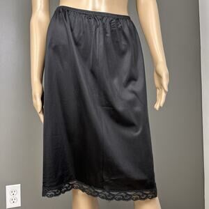 Vintage Vanity Fair Half Slip Skirt Size Small Long SML L Black Nylon 70's 80's